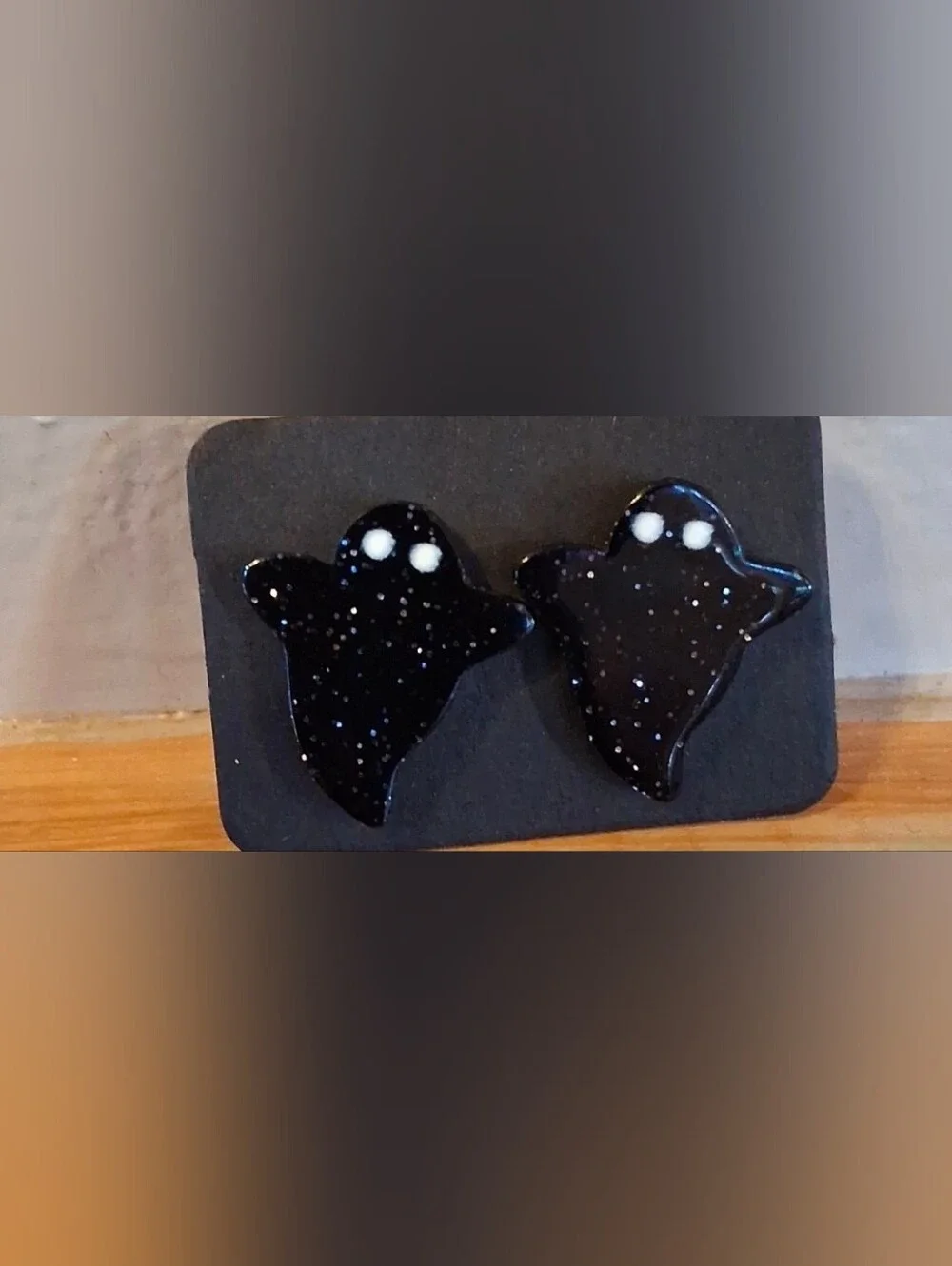 $8 Each Or Bundle 5/$20 Black Glitter Ghost Stud Earrings